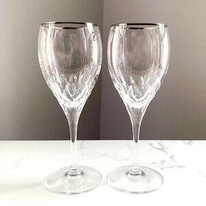 Wine Glasses Set of 2 Cristal D'Arques Capella Gold Rim JG Durand FRANCE